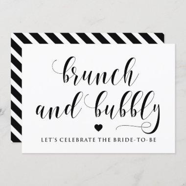 Black Script Brunch and Bubbly Bridal Shower Sign Invitations