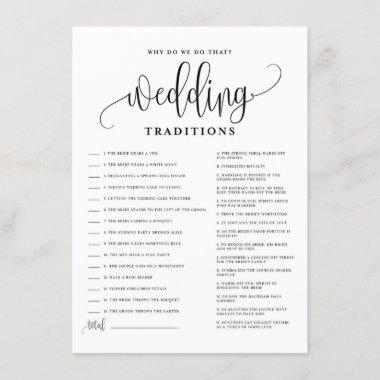 Black Script Wedding Traditions Bridal Shower Game Enclosure Invitations