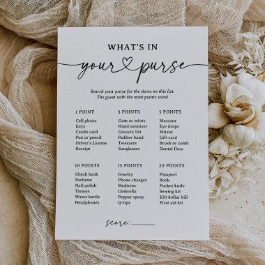 Black Script What's In Your Purse Baby Shower Game