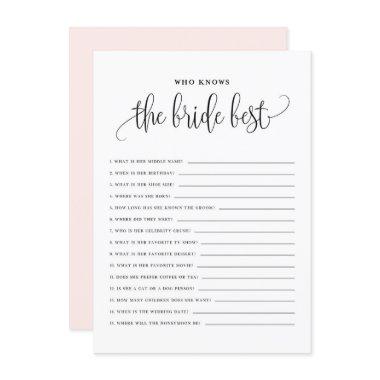 Black Script Who Knows the Bride Best Shower Game Enclosure