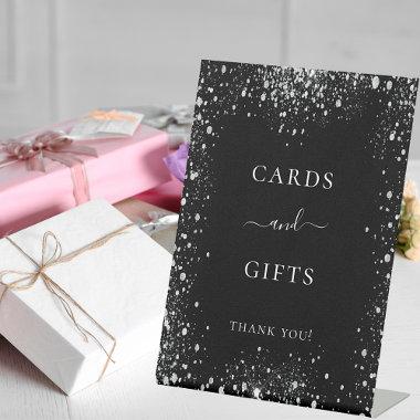 Black silver glitter sparkles Invitations gifts sign