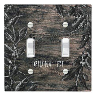 Black & Silver Leaves Dark Elegance Light Switch Cover