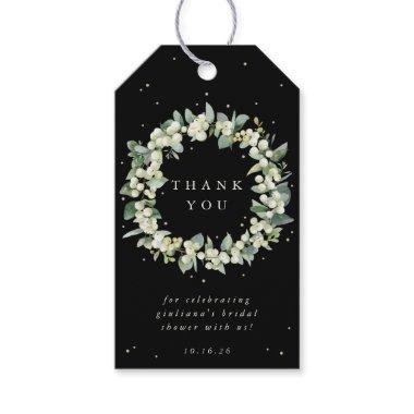 Black Snowberry+Eucalyptus Bridal Shower Thank You Gift Tags