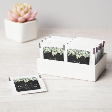 Black Snowberry+Eucalyptus Winter Wedding Favor Hand Sanitizer Packet