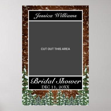 Black Snowy Wood & Forest Bridal Shower Photo Prop Poster