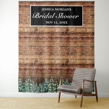 Black Snowy Wood & Forest Bridal Shower Photo Tapestry