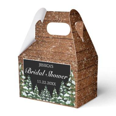 Black Snowy Wood & Forest Pine Bridal Shower Favor Boxes