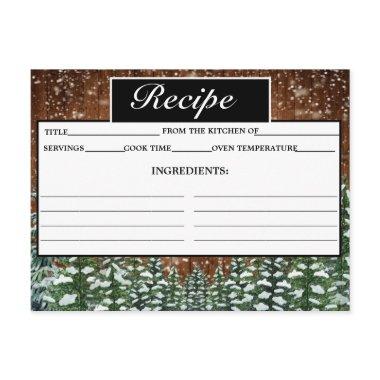 Black Snowy Wood & Forest Pine Recipe Invitations