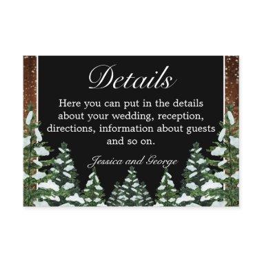 Black Snowy Wood & Forest Pine Wedding Details Enclosure