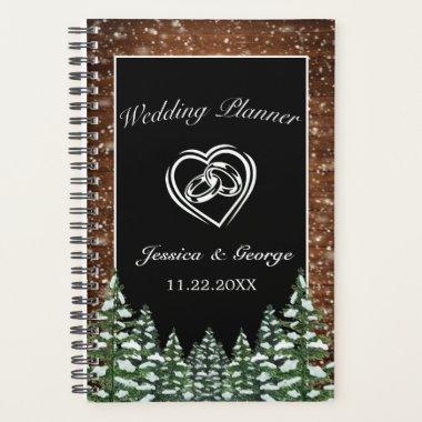 Black Snowy Wood & Forest Pine Wedding Planner