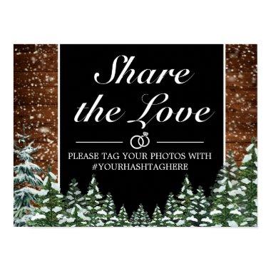 Black Snowy Wood & Forest Pine Wedding Sign