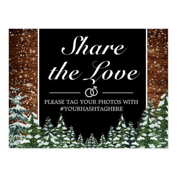 Black Snowy Wood & Forest Pine Wedding Sign