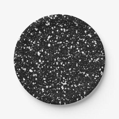 Black Sparkle Glitter Glam Custom Party Paper Plates