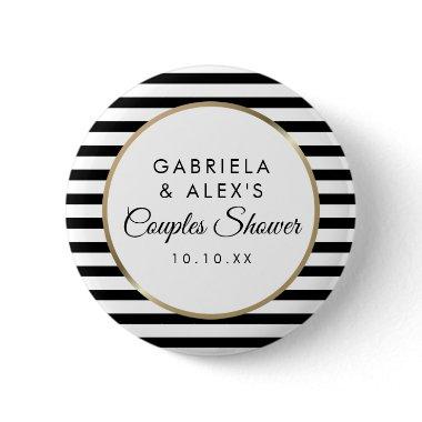 Black Stripe Elegant Gold Couples  Button