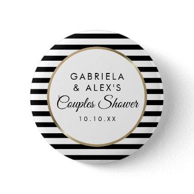 Black Stripe Elegant Gold Couples Bridal Shower Button