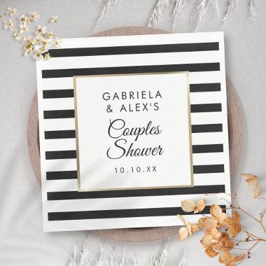 Black Stripe Elegant Gold Couples Bridal Shower Napkins