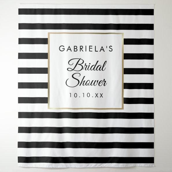 Black Stripe Gold Bridal Shower Photo Backdrop
