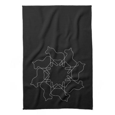Black Swedish Dala Horse Snowflake Towel