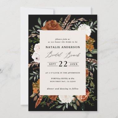 Black terracotta floral rustic bridal brunch Invitations