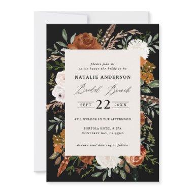 Black terracotta floral rustic bridal brunch Invitations