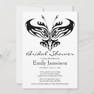 Black Tribal Butterfly Bridal Shower Invitations
