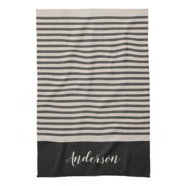 Black Turkish Stripes Monogram | Farmhouse Towel