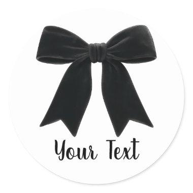 Black Velvet Bow Elegant Posh Birthday Party Classic Round Sticker