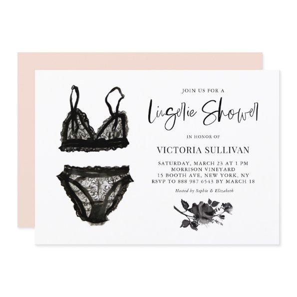 Black Watercolor Lace Lingerie
