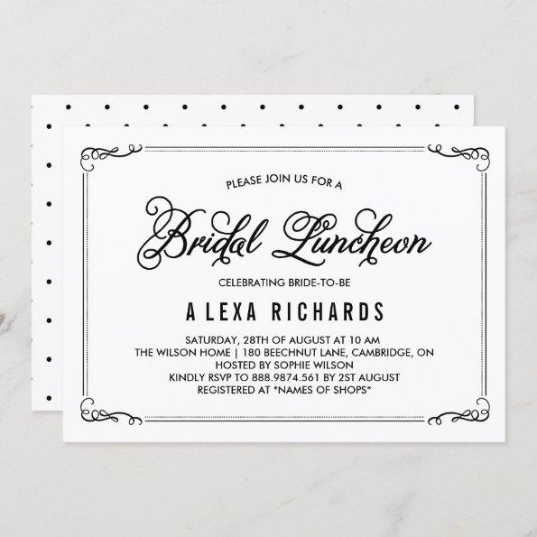 Black Whimsical Borders Bridal Luncheon Invitations