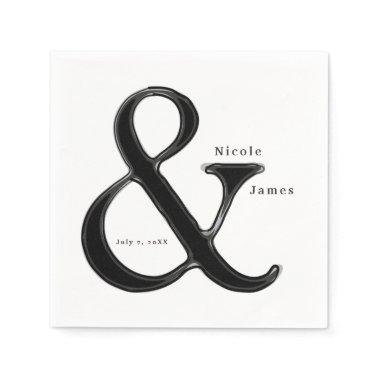 Black & White Ampersand Chic Wedding Reception Paper Napkins