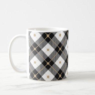 Black White and Gold Buffalo Plaid Classic Mug