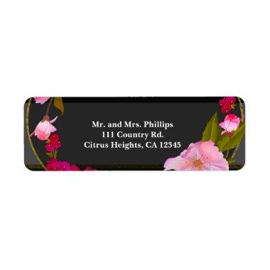 Black White and Gold Modern Floral Chic Glam Party Label