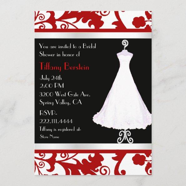 Black, White, and Red Bridal Shower Invitations
