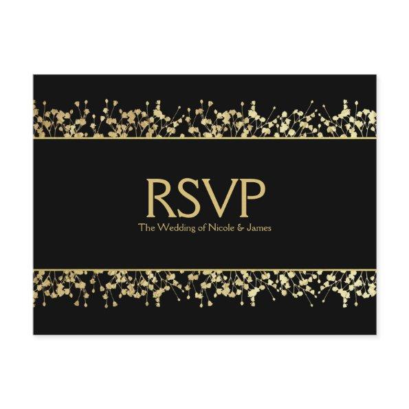 Black & White Babys Breath Wedding RSVP Card