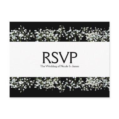 Black & White Babys Breath Wedding RSVP Post