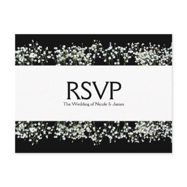 Black & White Babys Breath Wedding RSVP PostInvitations