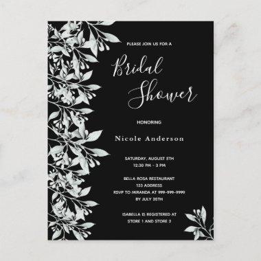 Black white botanical Bridal Shower invitation PostInvitations