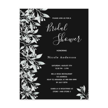 Black white botanical  invitation Post