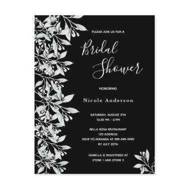 Black white botanical Bridal Shower invitation PostInvitations