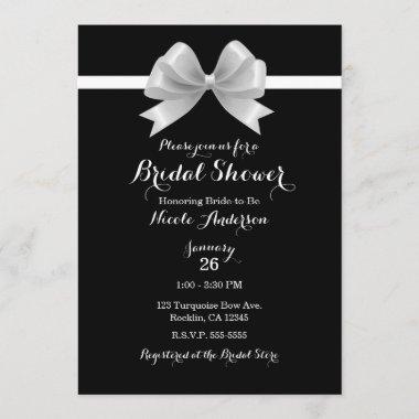 Black & White Bow Classy Elegant Bridal Shower Invitations