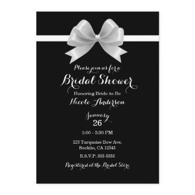 Black & White Bow Classy Elegant Bridal Shower Invitations