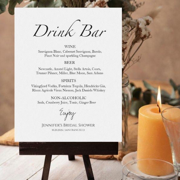 Black & White  Drinks Menu Sign