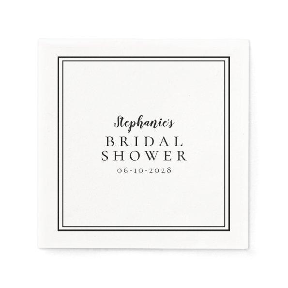 Black & White Bridal Shower Wedding Simple Modern Napkins