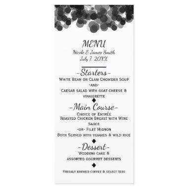 Black & White Caviar Dots Modern Wedding Menu
