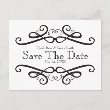 Black & White Classic Vintage Save the Date Announcement PostInvitations