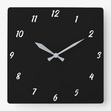 Black White Classy Elegant Custom Color Gift Square Wall Clock