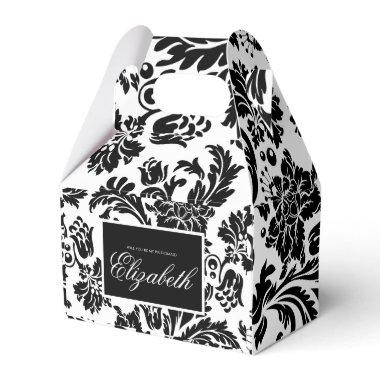 Black & white damask bridesmaid favor boxes