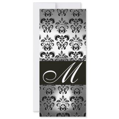 BLACK WHITE DAMASK MONOGRAM WEDDING PARTY PROGRAM