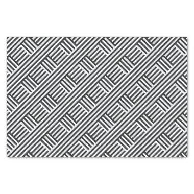 Black & White Diagonal Boxed Stripes Tissue Paper