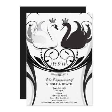 Black & White Elegant Swan Princess Engagement
